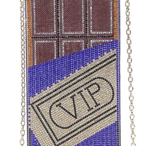 Women Chocolate Rhinestones Crystal Clutch Purse w/ Removable 2 strap